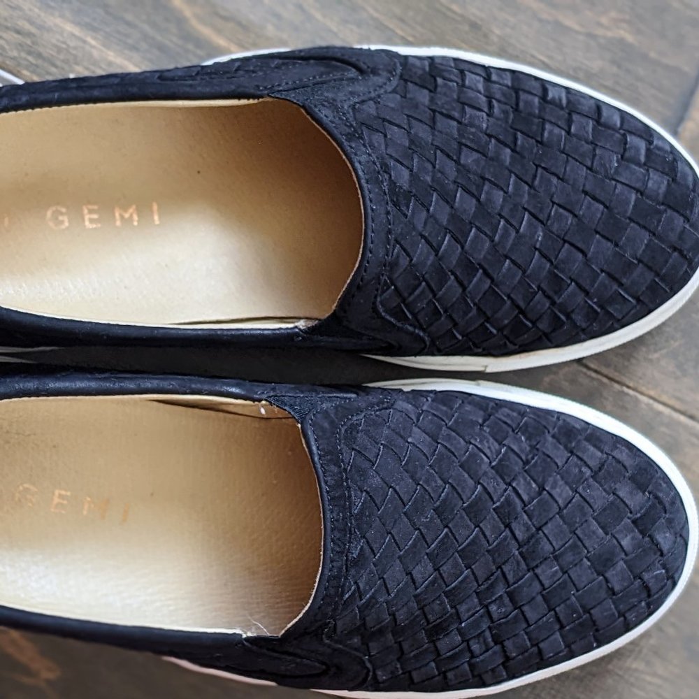 $248 M. Gemi The Cerchio Black Leather Slip Ons 36.5